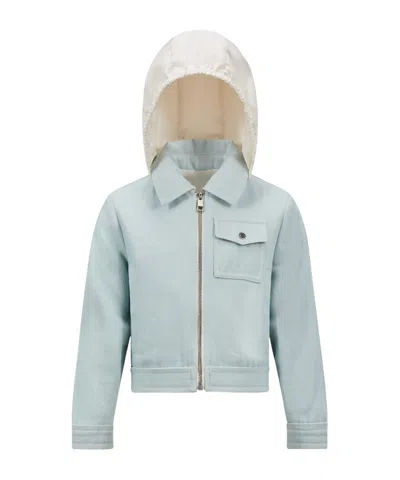 Moncler Esme Hooded Denim Jacket In Blue