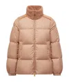 Moncler Esnaie Teddy-trimmed Short Down Jacket In Pink