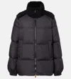 Moncler Esnaie Teddy-trimmed Short Down Jaket In Black