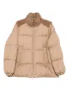 Moncler Puffer Jacket With High Collar And Pockets In Brown