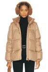 Moncler Beige Esnaie Teddy-trimmed Short Down Jacket In Neutral