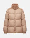 Moncler Puffer Jacket With High Collar And Pockets In Brown