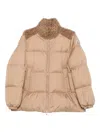 Moncler Puffer Jacket With High Collar And Pockets In Brown