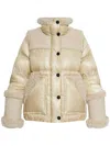 Moncler Esquel Shearling Short Down Jacket Beige In Neutrals