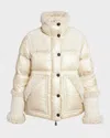 Moncler Esquel Shearling Short Down Jacket Beige In Light Beige
