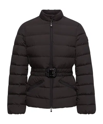 Moncler Esthetique Belted Short Down Jacket In Black