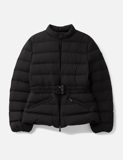 Moncler Esthetique Belted Short Down Jacket In Black