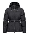 Moncler Estom Vertical-quilted Hooded Short Down Jacket In Black