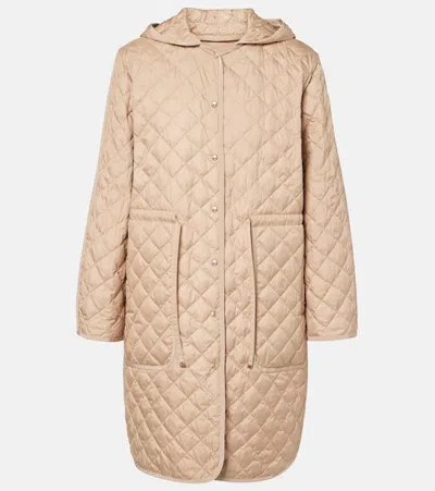 Moncler Etelan Diamond Quilted Tech Down Jacket In Beige