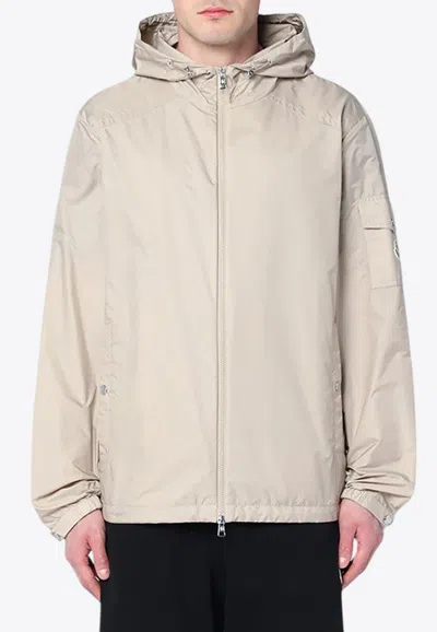 Moncler Etiache Hooded Windbreaker Jacket In Beige