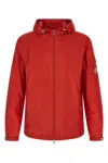 Moncler Red Solid Hood Jacket In Red