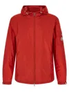 Moncler Red Solid Hood Jacket In Red