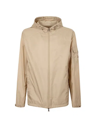 Moncler Etiache Logo-patch Hooded Jacket In Brown