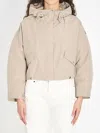 Moncler Eucalyptus Hooded Jacket Drawstring Front Pockets In Neutral