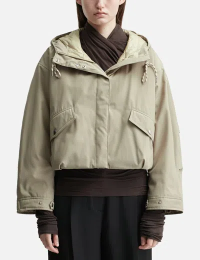 Moncler Eucalyptus Hooded Short Down Jacket In Brown