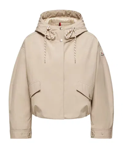 Moncler Eucalyptus Hooded Short Down Jacket In Neutral