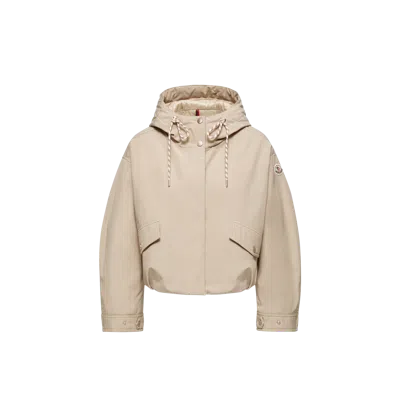 Moncler Eucalyptus Hooded Short Down Jacket, Women, Beige, Size: 2 In Neutral