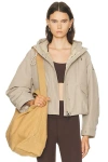 Moncler Eucalyptus Hooded Jacket Drawstring Front Pockets In Neutral