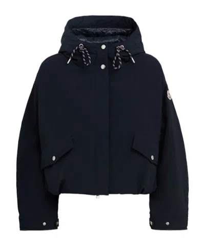 Moncler Eucalyptus Nylon Hooded Down Jacket In Blue