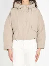 Moncler Women Eucalyptus Hooded Short Jacket Beige In Gray
