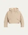 Moncler Eucalyptus Hooded Jacket Drawstring Front Pockets In Neutral
