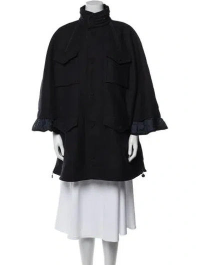 Pre-owned Moncler Euphrasie Virgin Wool Coat In Blue