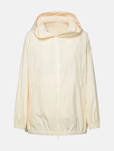 Moncler Euridice' Jacket In Ivory Cotton Blend