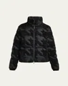 Moncler Evandra Embroidered Houndstooth Puffer Jacket In Black