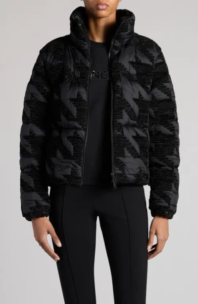MONCLER MONCLER EVANDRA HOUNDSTOOTH DOWN PUFFER JACKET