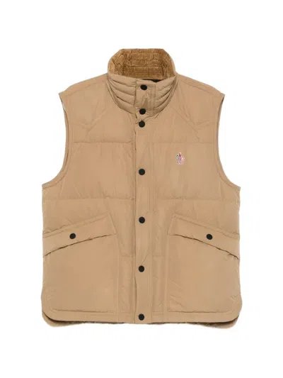 Moncler Evans Quilted High-neck Gilet In Brown