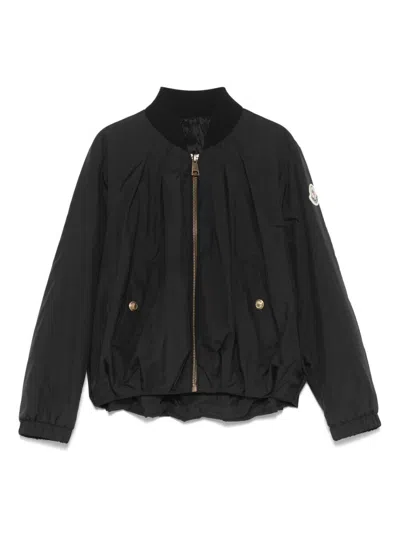 Moncler Kids' Evodia Nylon Poplin Bomber Jacket In Black