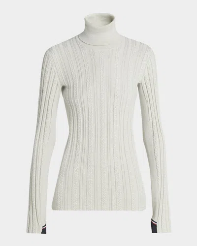 Moncler Extra-fine Wool-blend Turtleneck Top In Natural