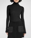 Moncler Extra Fine Wool Ribbed Turtleneck Sweater In Black