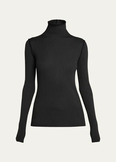 MONCLER EXTRA FINE WOOL RIBBED TURTLENECK SWEATER