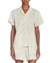 Moncler Short-sleeve Cotton Blend Shirt With Embroidered Design In Metallic