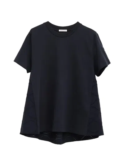 Moncler Eyelet Short-sleeve T-shirt In Blue