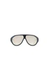 Moncler Oval Bubble Curved Frame Sunglasses In Black