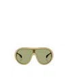 Moncler Cloche 135mm Polarized Pilot Shield Sunglasses In Green