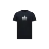 Moncler Faded Logo Cotton T-shirt In Blue