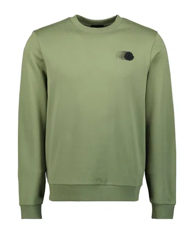 Moncler Faded Logo Motif Cotton Sweatshirt In Green
