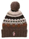 Moncler Fair Isle Intarsia Beanie In Braun