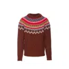 Moncler Grenoble Grenoble Fair Isle Intarsia Cable Knit Wool Jumper In Brown