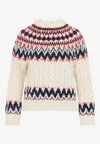Moncler Grenoble Geometric Jacquard Wool Blend Jumper In White