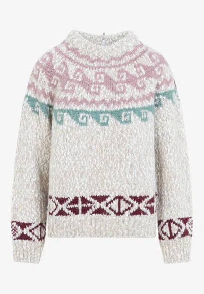 Moncler Bouclé Knit Fair Isle Sweater In Multi