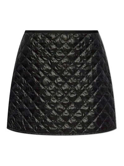 Moncler Quilted Black Skirt With Glossy Finish And Wrap Style