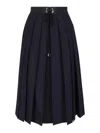 Moncler Wool Blend Pleated Midi Skirt In Blue