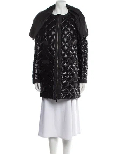 Pre-owned Moncler Faux Fur Coat In Black