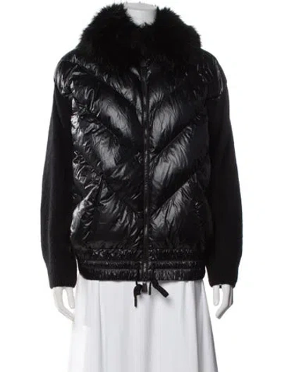 Pre-owned Moncler Faux Fur Coat In Black