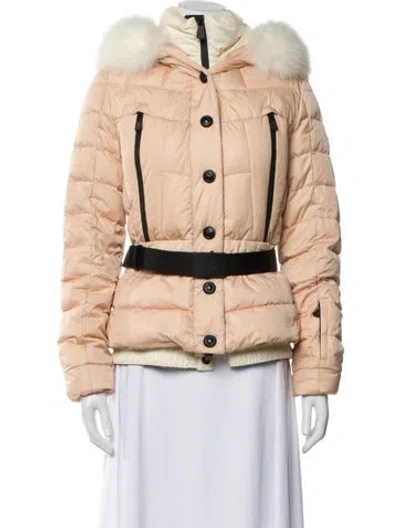 Pre-owned Moncler Faux Fur Coat In Neutral