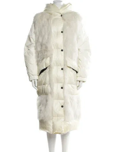Pre-owned Moncler Faux Fur Coat In Neutral